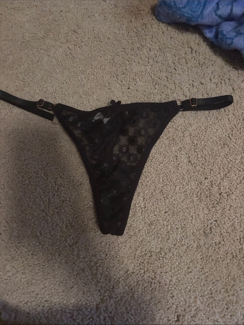 DREW Black Lace Sheer Thong Panty